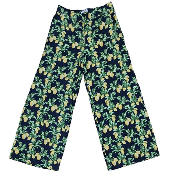 Loft Ann Taylor fluid novelty wide leg lemon linen blend back elastic pants XS - Picture 1 of 12